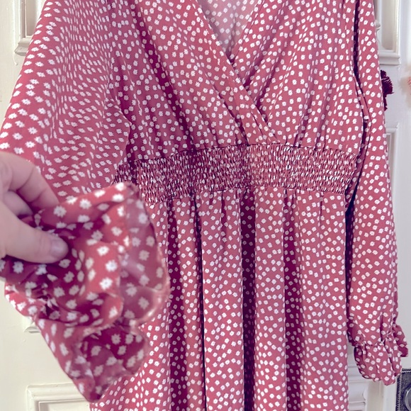 NEW: Ladies Flirty Bohemian Floral Printed V-Neck LongSleeves Midi Dress 3X - Picture 6 of 15